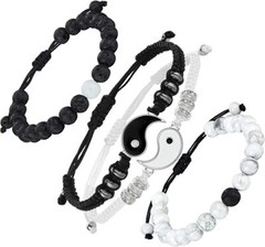 Yin Yang Matching Bracelets Set of 4 Best Friend Couple Adjustable Jewelry