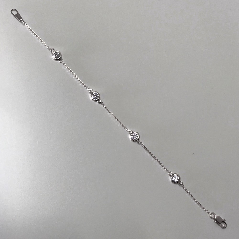 0.80Ct Diamond By The Yard 4 Stations Bracelet E VVS1 Round 14k Gold Man Made