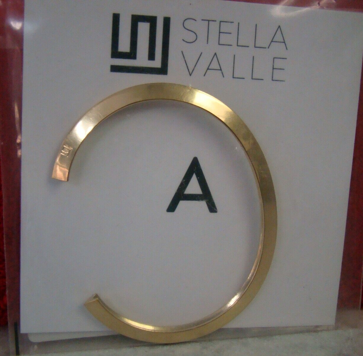New Stella Valle A Initial Charm Cuff Bangle Gold Tone Bracelet gallery