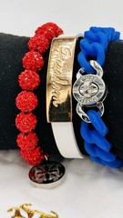 Rustic Cuff Freedom and Fire Patriotic Stack Red White Blue Bracelet Set
