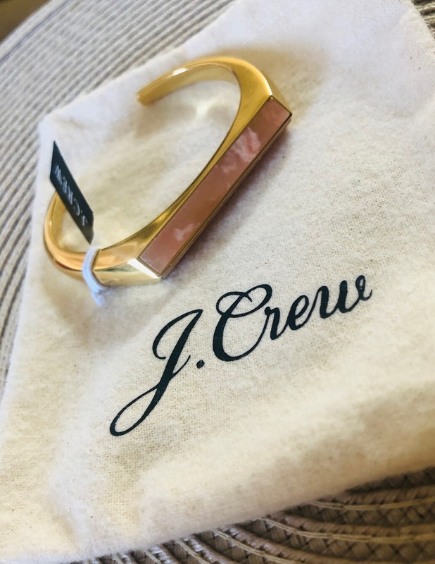 J crew triangle prism cuff blush pink stone art deco size S/M bracelet gold NWT! gallery