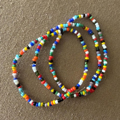 Multicolor Seed Bead Bracelet Stackable Stretchy String