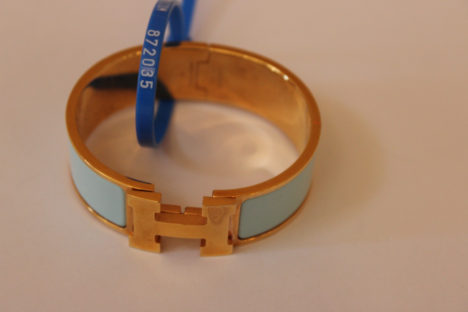 HERMES Clic Clac H Light Blue Enamel Gold Bracelet gallery