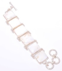 Orange Scolecite – India Gemstone 925 Sterling Silver Ethnic Bracelet 7-7.99″ A2