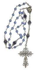 Unbreakable Handmade Anglican Episcopal Rosary Sapphire Blue Czech Crystal Se…