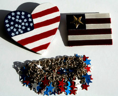 Bracelet Stretch Stars Pins USA Patriotic July 4th