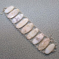 Cluster Ocean Jasper 925 Silver Plated Bracelet 8″ Winter Party Jewelry GW