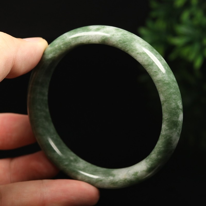 59mm Grade A 100% Natural Green Jade Bangle Bracelet Women's Bracelet 59888 gallery