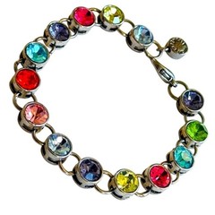 Rainbow colorful tennis rhinestone Bracelet High Intencity Charm it! Pastels 7″