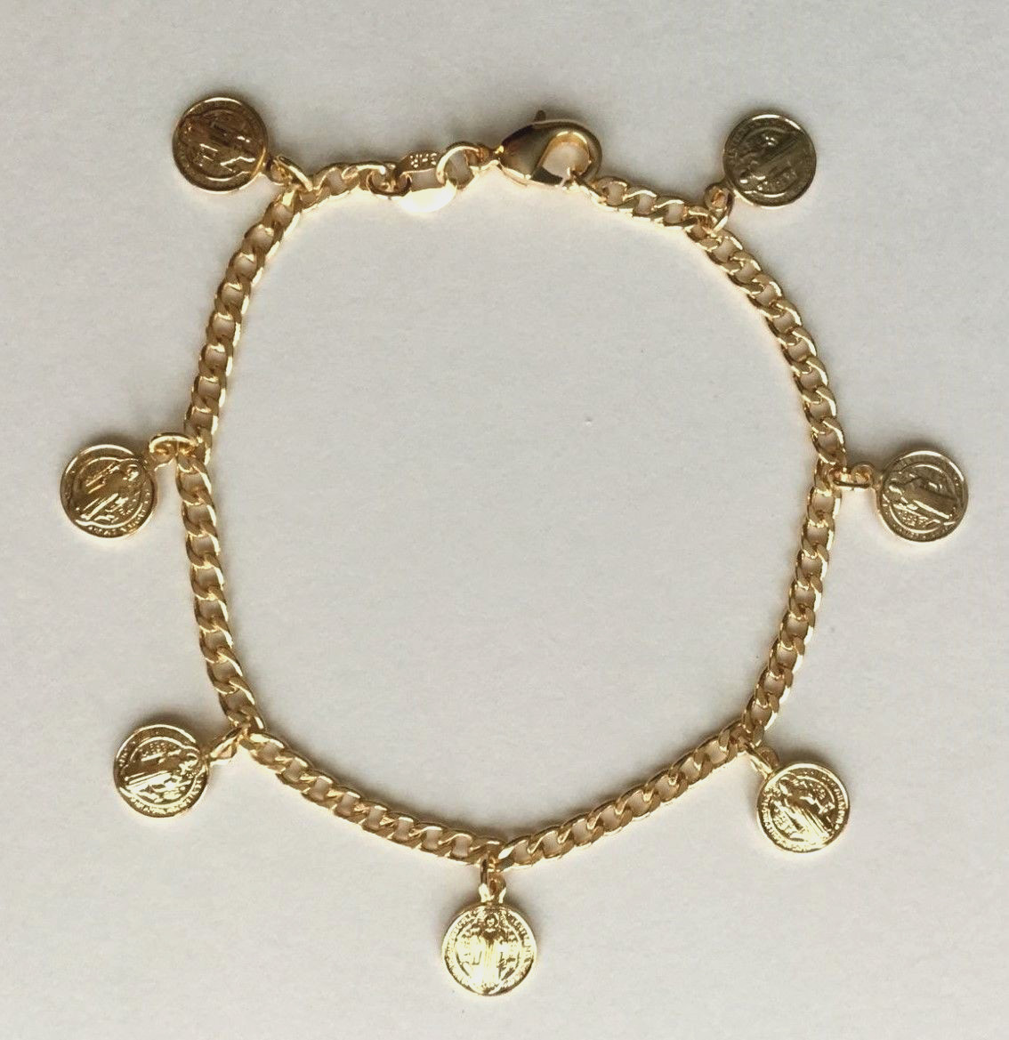PULSERA DE SAN BENITO 7.5" / 18K GOLD FILLED SAINT BENEDICT BRACELET 7.5"-BR178 gallery