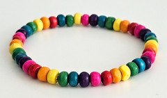 Mens / Womens Wooden Bead Elastic Stack Bracelet – Rainbow Mix – 5 Sizes – 6mm