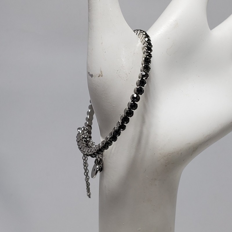 French Connection Silver Tennis Bracelet with Rhinestones NWT gallery