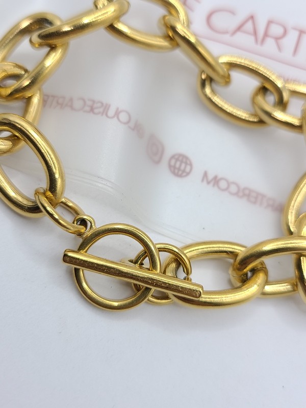 Louise Carter J'adore Chunky Bracelet 14k Gold PVD Stainless Steel 7" gallery