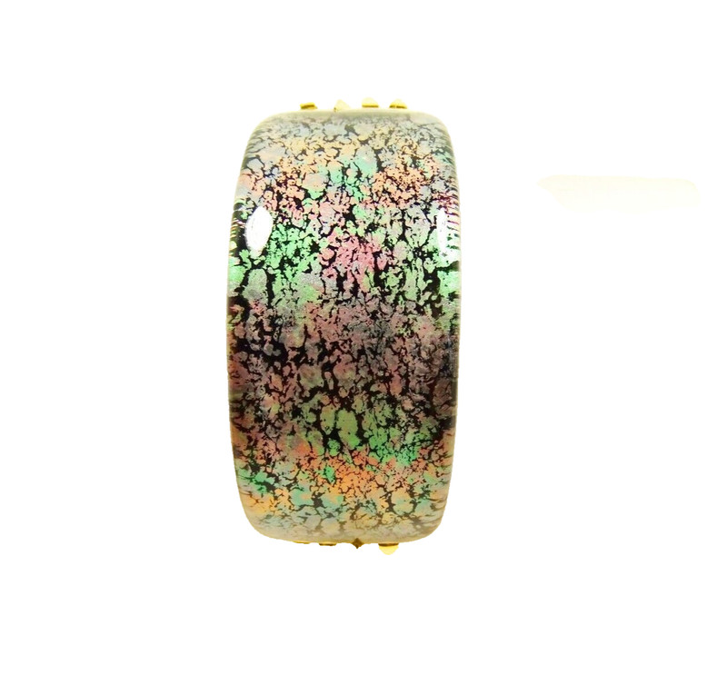 ALEXIS BITTAR Gold Plated Multicolor Glossy Lucite Hinged Bangle Bracelet gallery