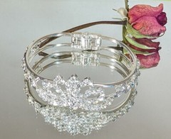 Crown Bracelet Bangle Rhinestone Clear White Open front Formal Accessories