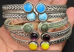 Larimar & More Gemstone Bangles 100pcs Wholesale Lots 925 Silver Plated Jewelry