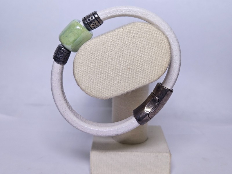 8'' White Sage Leather Bracelet gallery