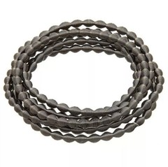NEW PIANO WIRE STACK OF 6 SILVER HEMATITE STEEL BRACELET SET