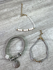Lot of 3 Unbranded Bracelets 1-Stretch I Love You Charm 2-Corded Adjustable