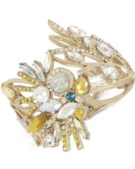 $95 BETSEY JOHNSON STATEMENT CRITTERS COCKATOO CRYSTALS BANGLE BRACELET Ma1D