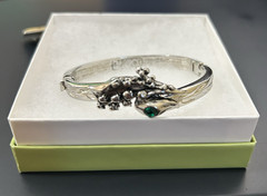 Vintage LENOX Flower of The Month Clamper Bracelet. May Month. Faux Emerald.