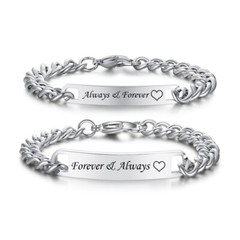 Personalized Name ID Couple Lover Wedding Bracelet Always Forever His Her Gift