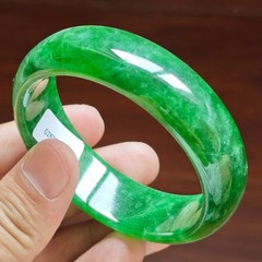 58mm Natural Icy Green Jadeite Jade Bracelets Burma Jade Bracelet Bangle 3742