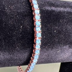 $99 Retail 5.00 Ctw Blue Opal Rose Gold Overlay 7” Tennis Bracelet
