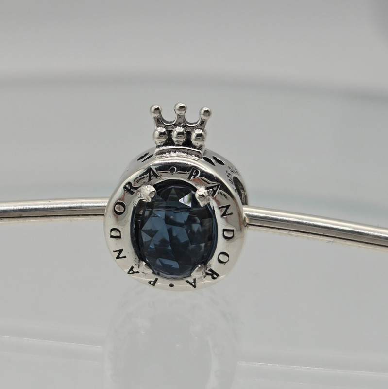 Authentic Pandora Silver Sparkling Crown "O" Blue Moments Silver Charm gallery