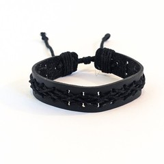 Unisex Blc Leather Bracelet Goth Punk Rock braided Wristband cord cuff Unbranded