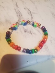 Handmade Beaded Pride Bracelet Stretchy Rainbow Colors