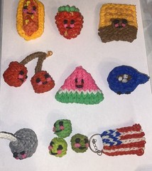 11 Rubber Band Homemade Rainbow Loom Collectible Charms Food Flag Hot Cocoa