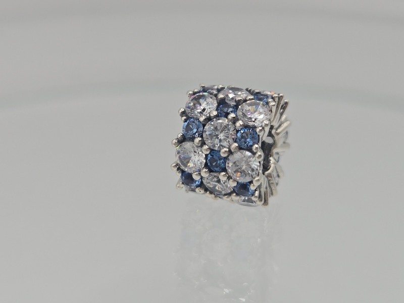 Authentic Pandora Radiant Sparkling Blue & Clear CZ Silver Sparkle Charm gallery