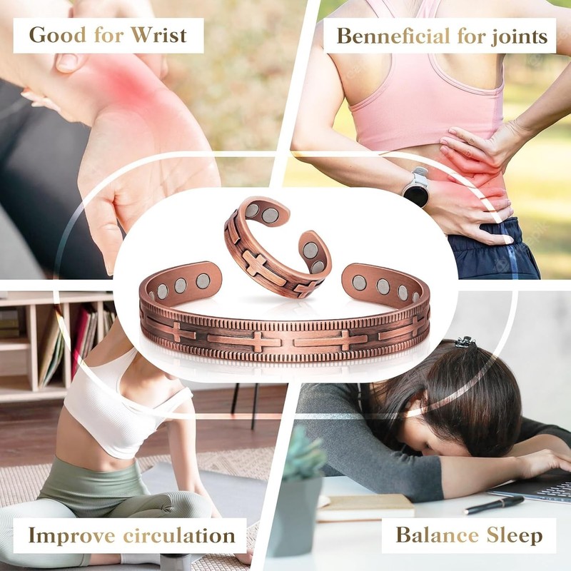 Pure Copper Magnetic Jewelry for Women - Joint & Energy Support Ring & Bracelet gallery