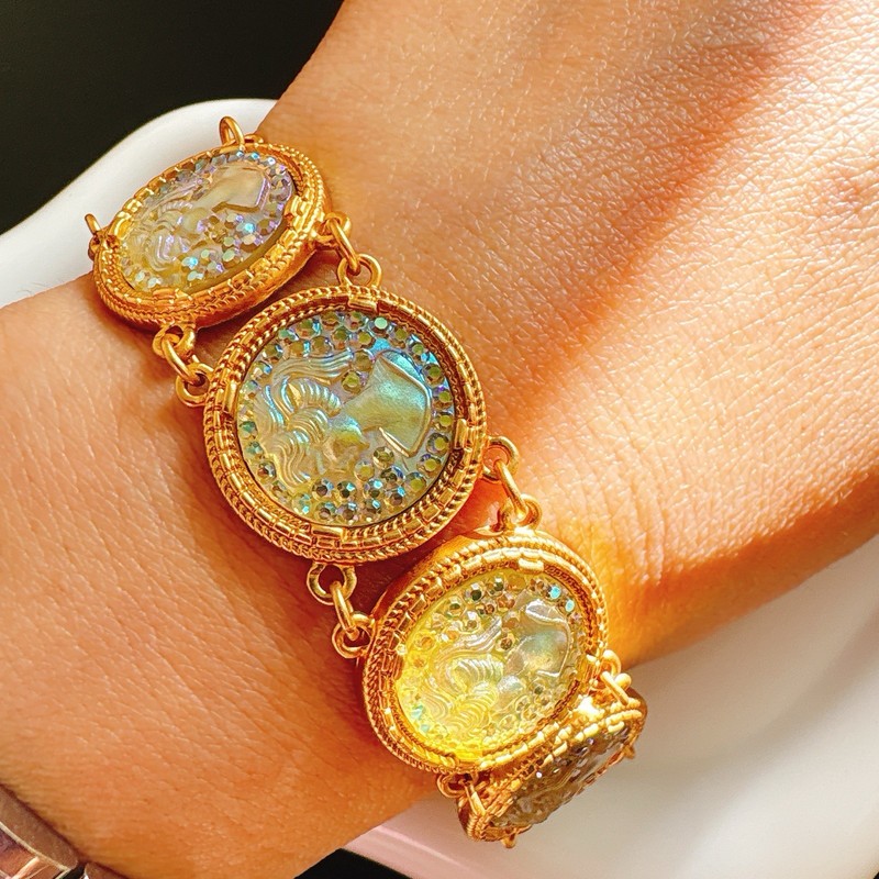 Gold Tone Resin Lady Cameo Bracelet Vintage Inspired gallery