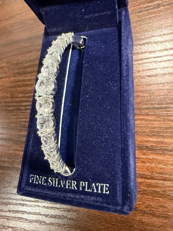 Danecraft Crystal Tennis Bracelet Fine Silver Plate Clear Rhinestone w/ Box gallery