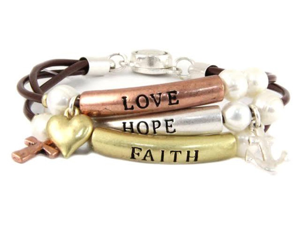 4030772 Faith Hope Love 1st Corinthians 13 Strand Bracelet Beaded Scripture Vers