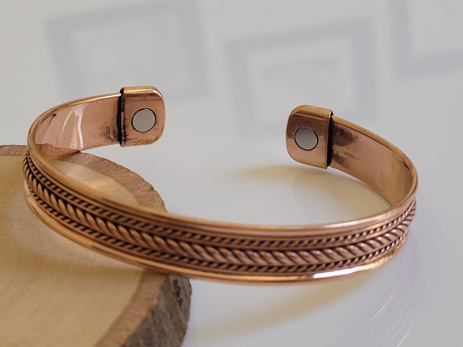 Pure Copper Magnetic Bracelet Solid Copper Arthritis Therapy Cuff Bangle Dome gallery