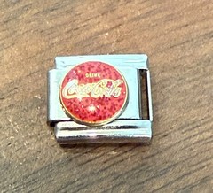Casa D’Oro Italian Charm COCA COLA Logo 18k Gold & Stainless MINT!