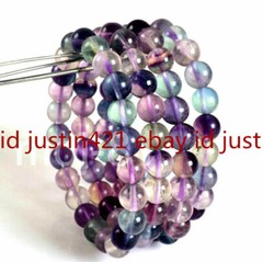 4 Pcs Natural 8mm Multicolor Fluorite Round Gems Beads Stretch Bracelet 7.5”AAA