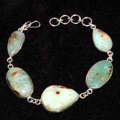 925 Silver Plated Bezel Chrysoprase Bracelet 8.5″ Jewellery Most Beautiful GW