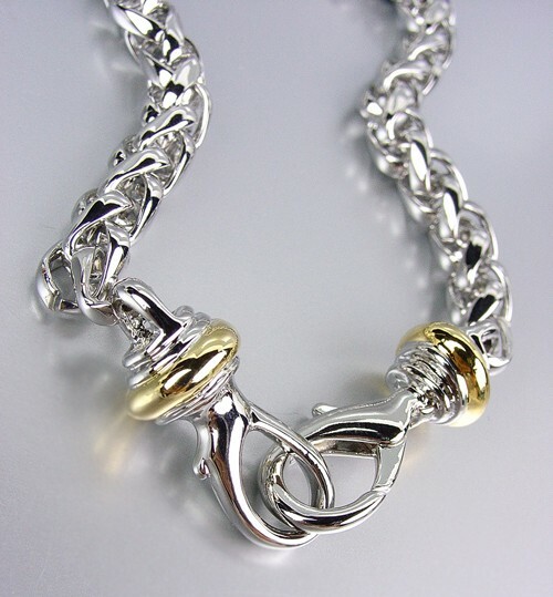 CLASSIC Gorgeous Silver Wheat Cable Chain Gold Loop Hook Clasp Bracelet UNISEX gallery