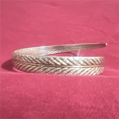 S 999 Silver Metal Cuff Bracelet Feather Shape Nature Theme Fashion Jewelry