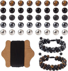 Mala Yoga Men Bracelet Making Kit – 220Pcs Natural Gemstone Lava Rock Tiger Eye