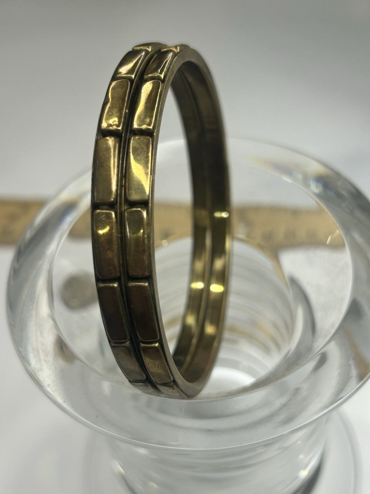 Vintage bronze Stackable Bangle Bracelets Lot of 2 gallery