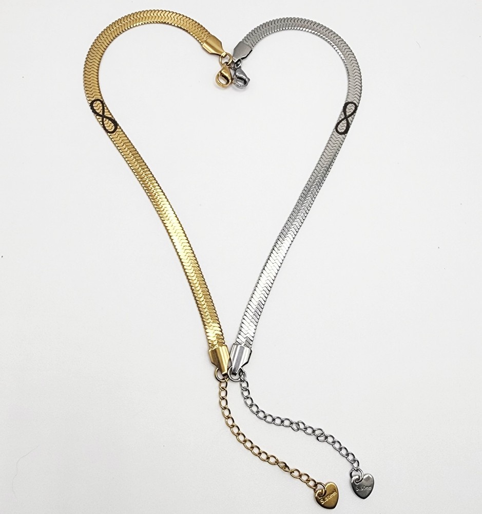 MATCHING Infinity Bracelets For Couples Gold Silver Toned Stainless Steel Snake