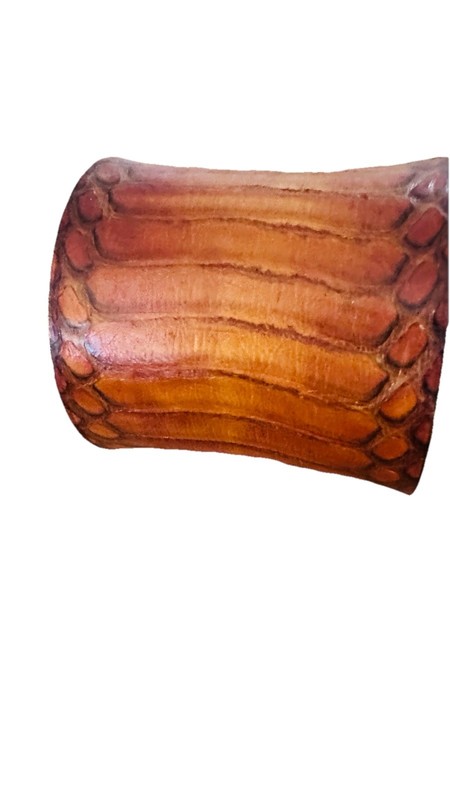 Rustic Cuff Cognac Python Leather Cuff Bracelet Wide Western Statement gallery