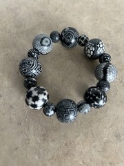 Black And White Polymer Clay Stretch Bracelet