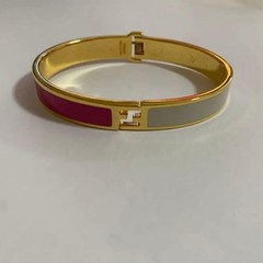 Auth Fendi Bracelet Bangle Gold Pink White Size M Women’s Accessory Wristband