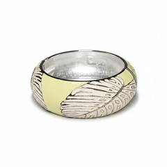 Sequin Women’s Monstera Leaf Bracelet Silver Plated , White & Yellow Enamel